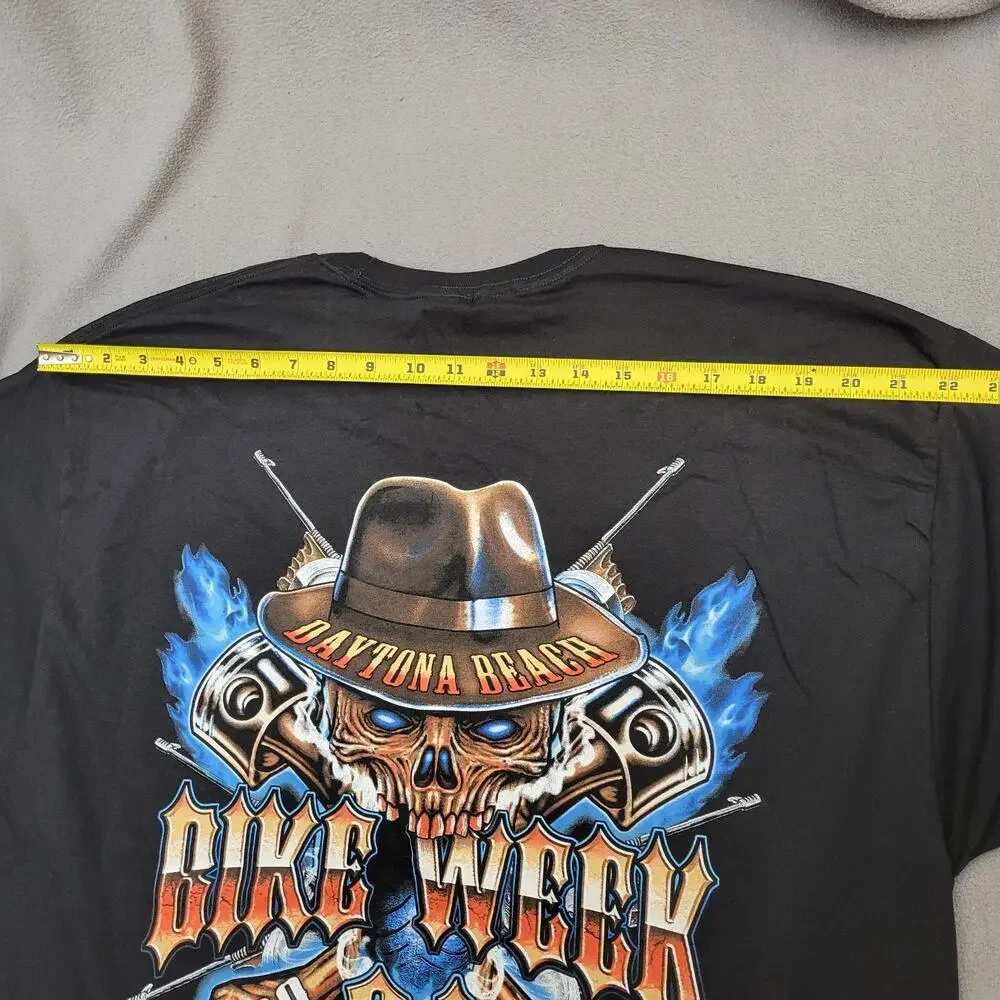 HARLEY DAVIDSON Shirt XL Black Daytona Beach Bike Week 2025 Skull Bones Blue New - Picture 2 of 11